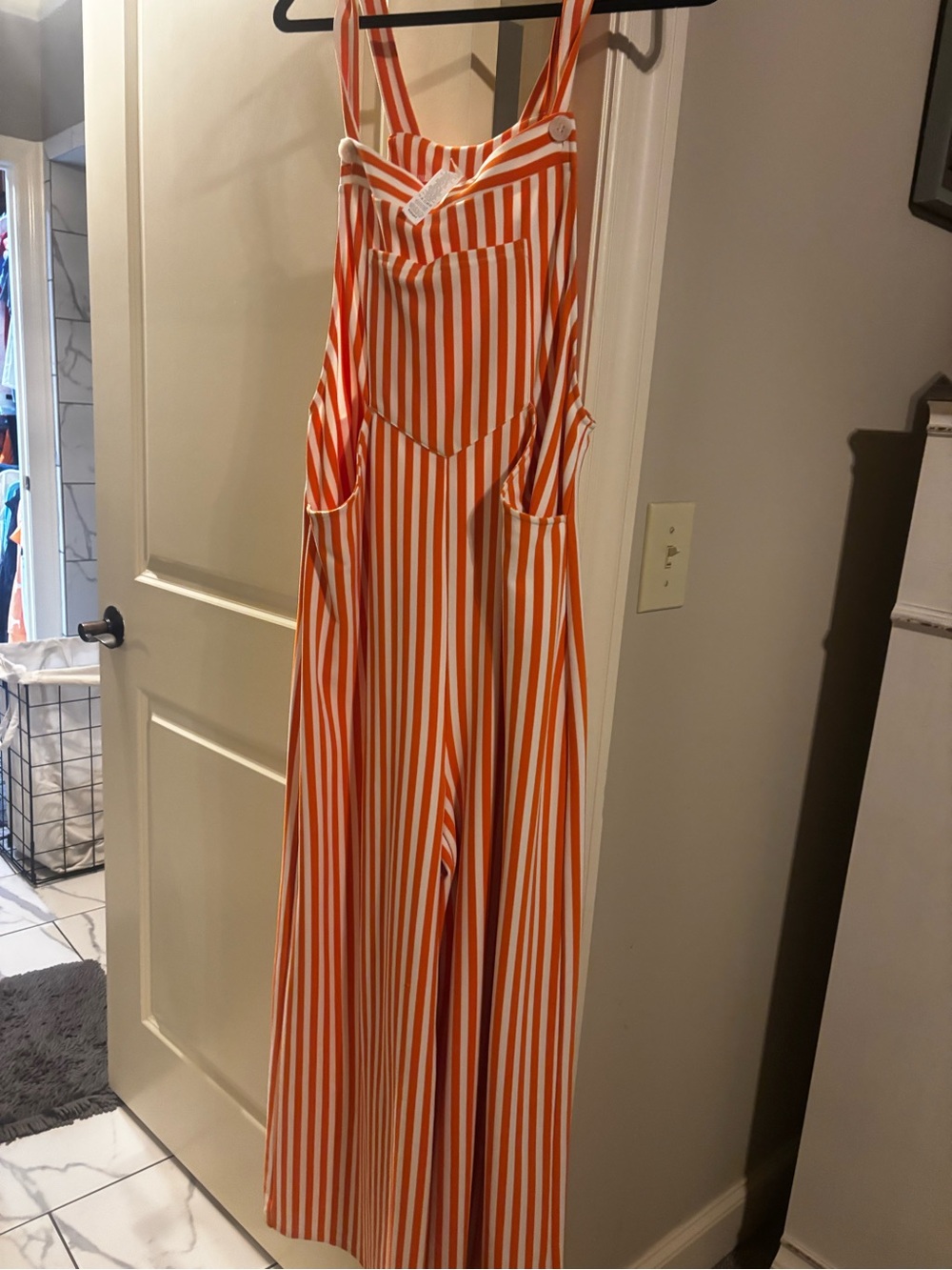 HALARA Orange and White Striped Wide-Leg Jumpsuit